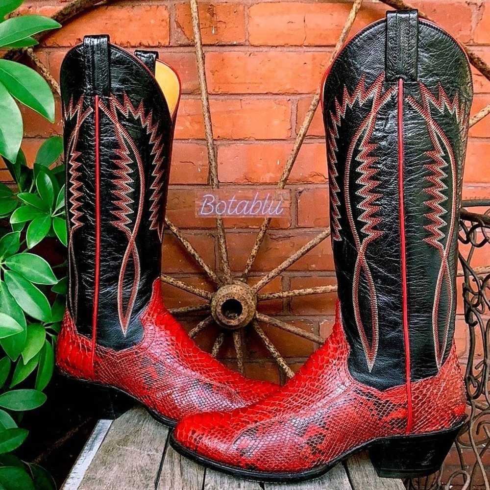 PANHANDLE SLIM Vintage Red Snakeskin Python Black… - image 3