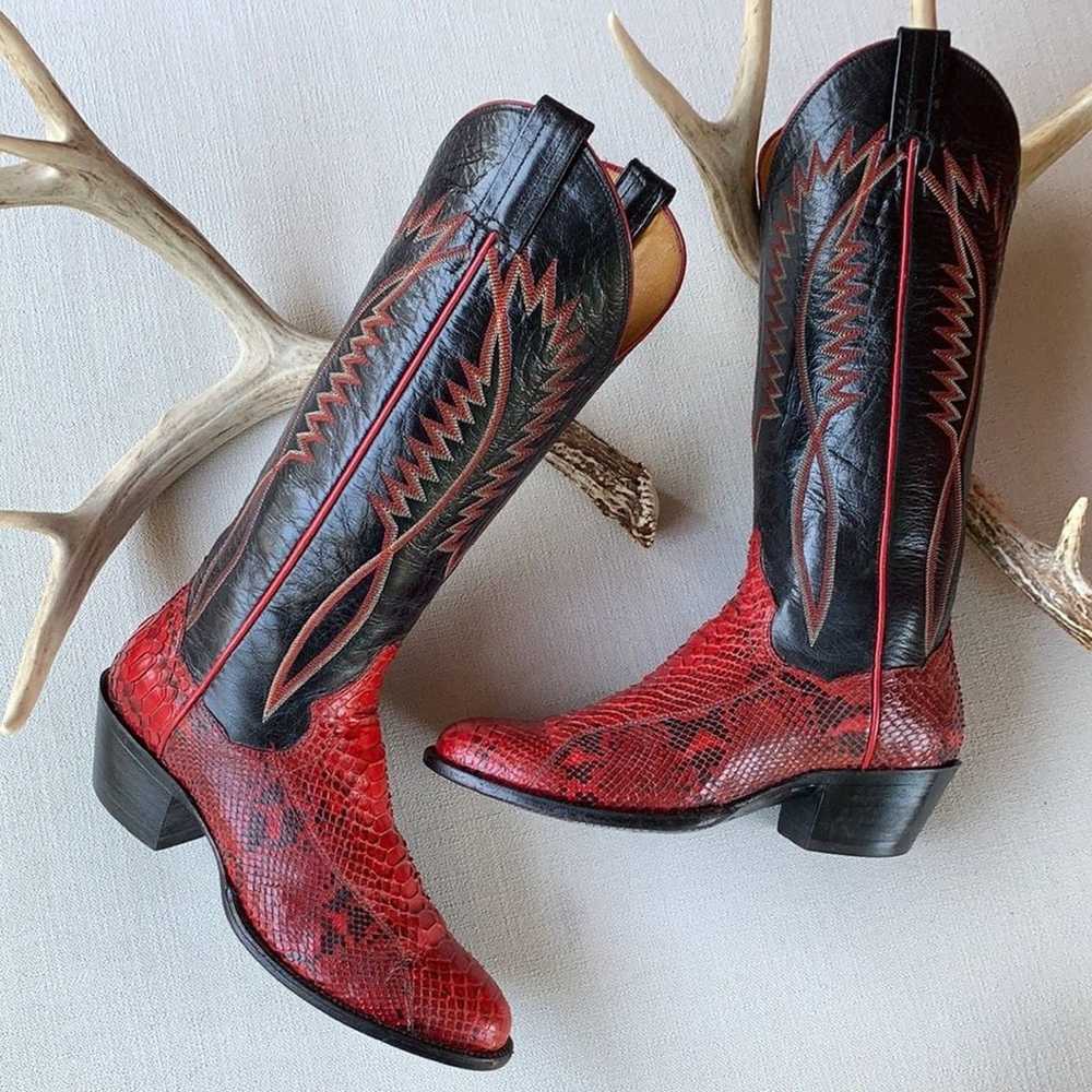 PANHANDLE SLIM Vintage Red Snakeskin Python Black… - image 4