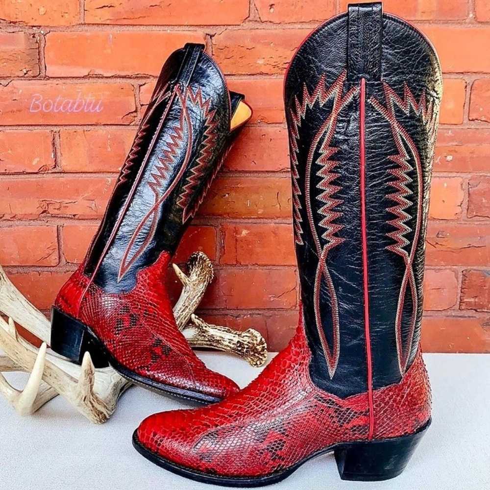 PANHANDLE SLIM Vintage Red Snakeskin Python Black… - image 5