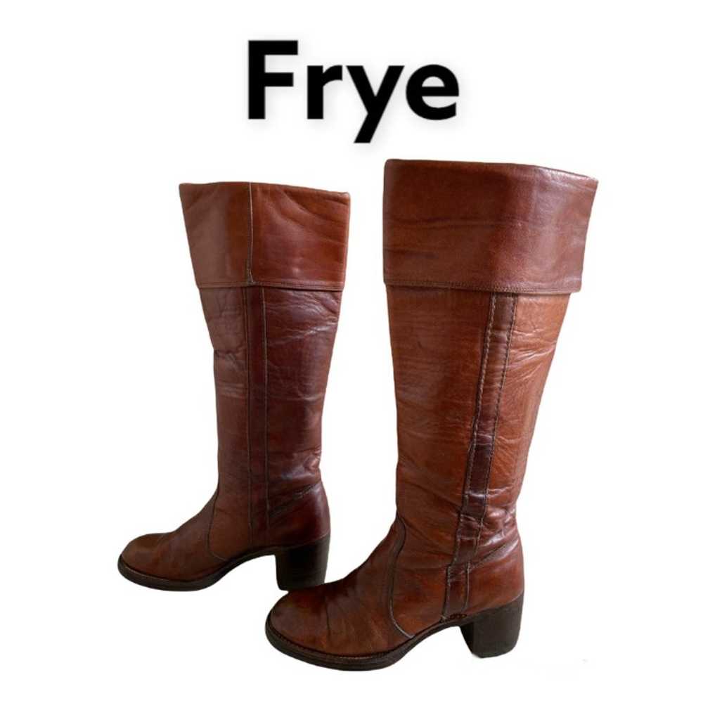 FRYE Authentic Vintage Black Label Tall Knee High… - image 1