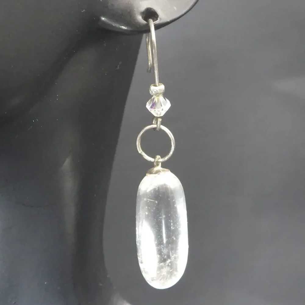 Tumbled Rock Crystal Pendant and Earring Set, Ste… - image 2