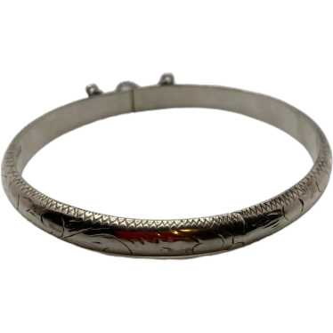 Sterling Silver Foliate Chased Bangle Bracelet