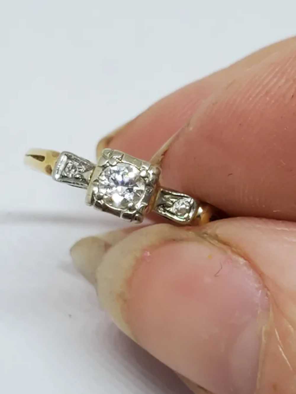 Vintage 1930's 14k Yellow Gold Art Deco Diamond E… - image 7