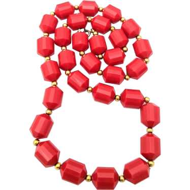 Red And Gold Acrylic Bead Necklace