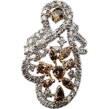 18K White Gold White & Champagne Diamond Ring Siz… - image 1