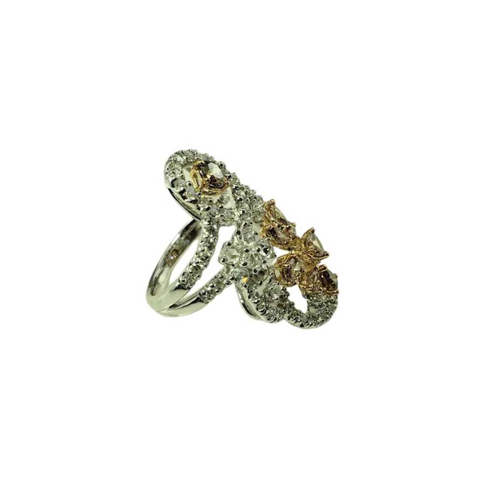 18K White Gold White & Champagne Diamond Ring Siz… - image 2
