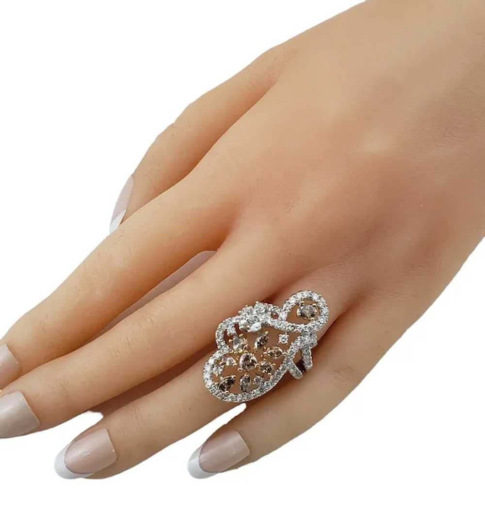 18K White Gold White & Champagne Diamond Ring Siz… - image 6