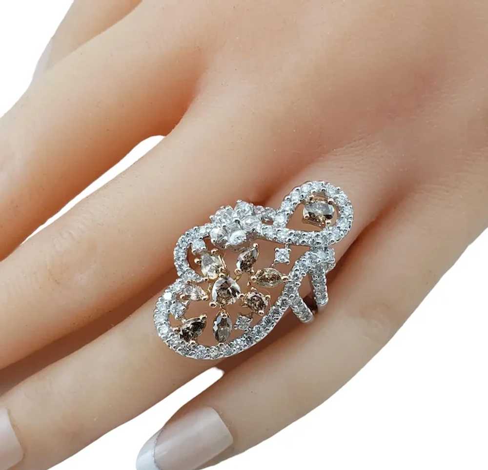 18K White Gold White & Champagne Diamond Ring Siz… - image 7