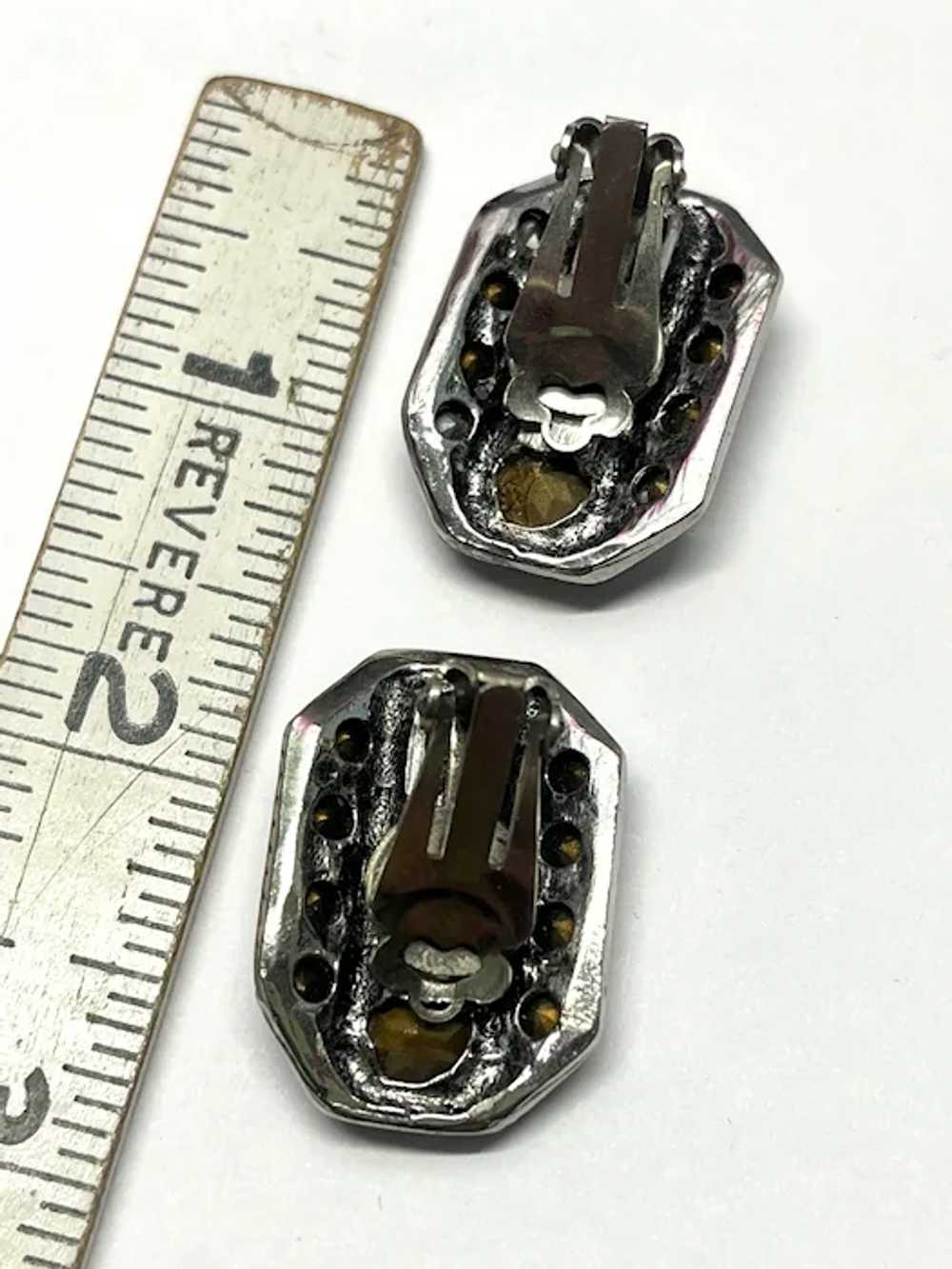 Vintage Rhinestone Silver Earrings - image 4