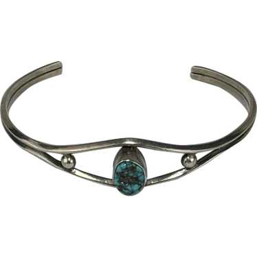 Native American Sterling Silver And Turquoise Bra… - image 1