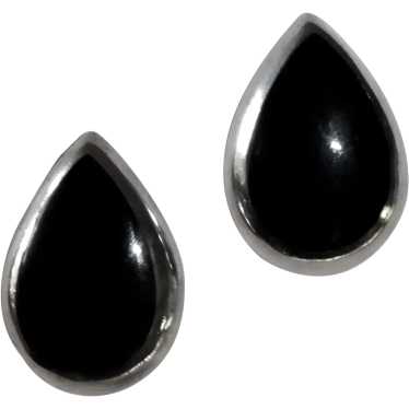 Sterling & Onyx Teardrop Stud Earrings