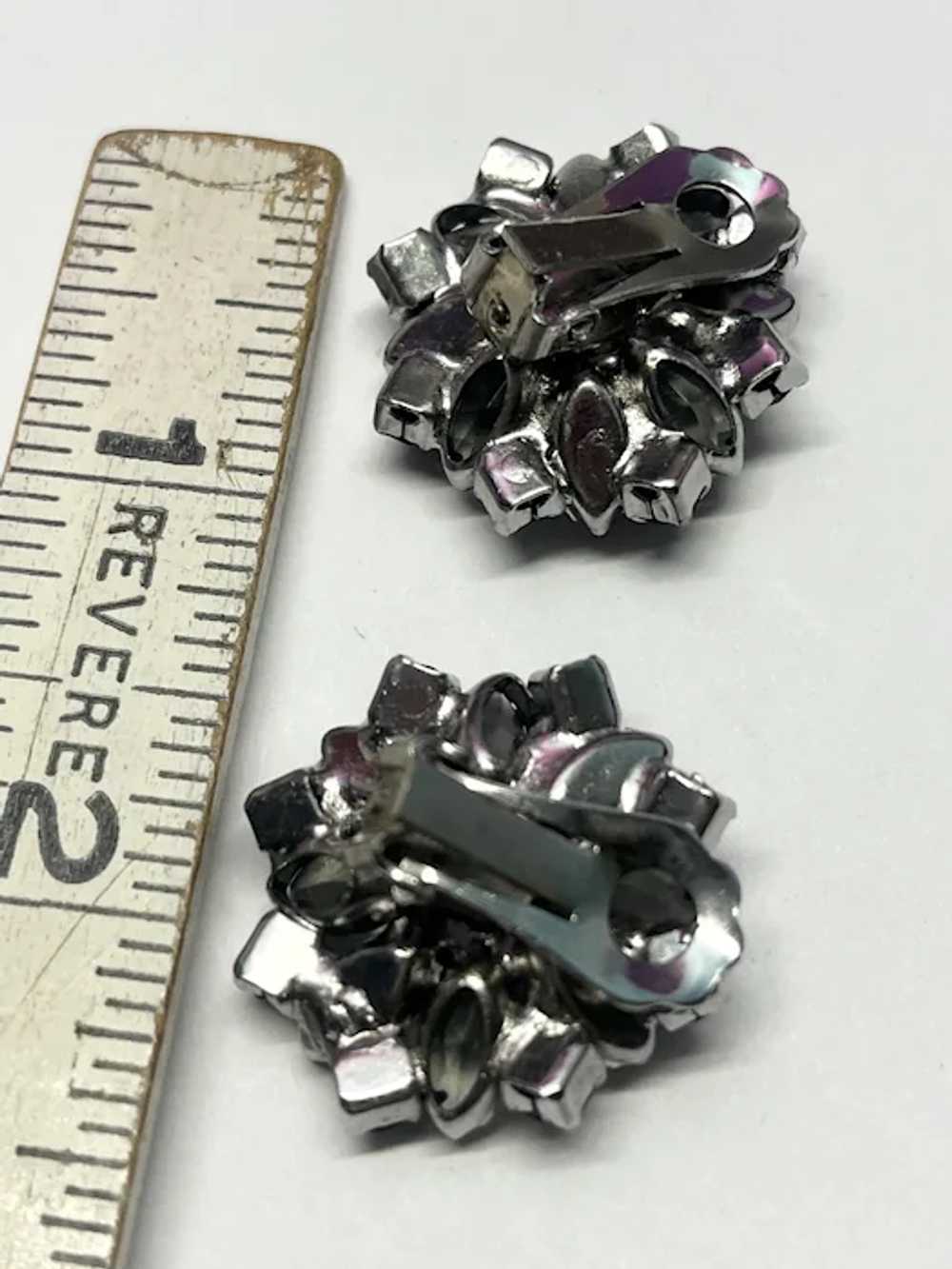 Vintage Black Glass Flower Earrings - image 3