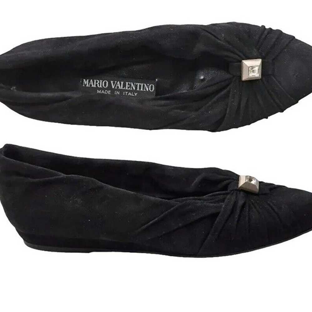 Vintage Valentino Mario Flat Shoes 8.5 Suede Blac… - image 2