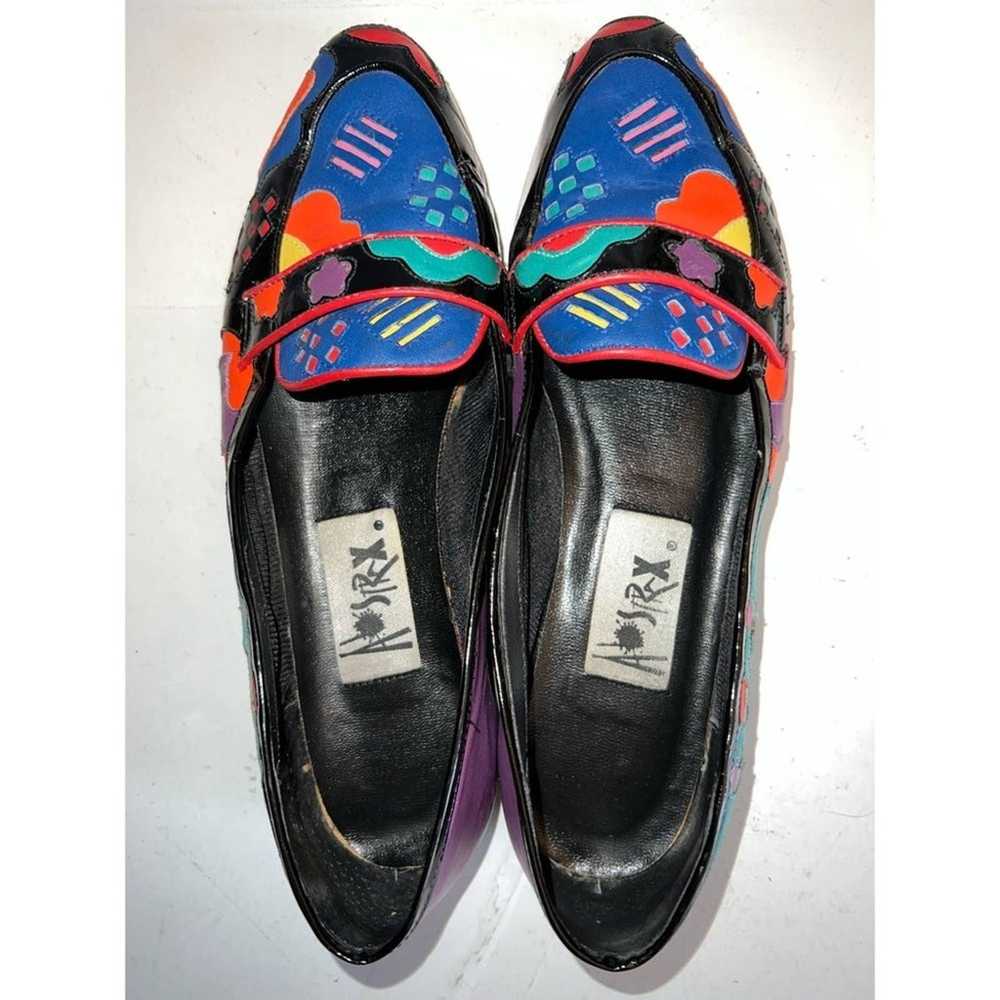 VTG 80s ASTRAX SHOES 7.5 FLATS LOAFERS MULTICOLOR… - image 2