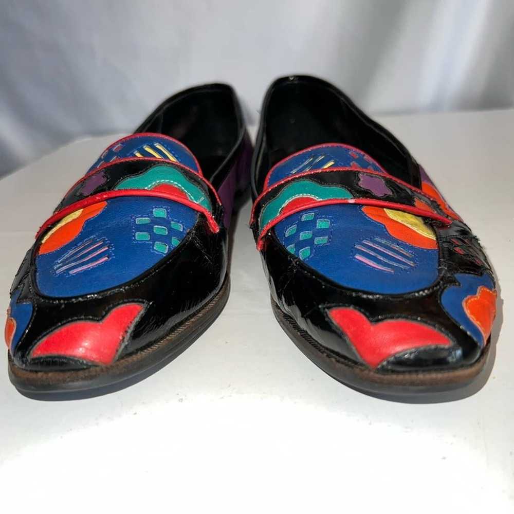 VTG 80s ASTRAX SHOES 7.5 FLATS LOAFERS MULTICOLOR… - image 3