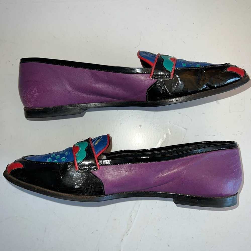 VTG 80s ASTRAX SHOES 7.5 FLATS LOAFERS MULTICOLOR… - image 4