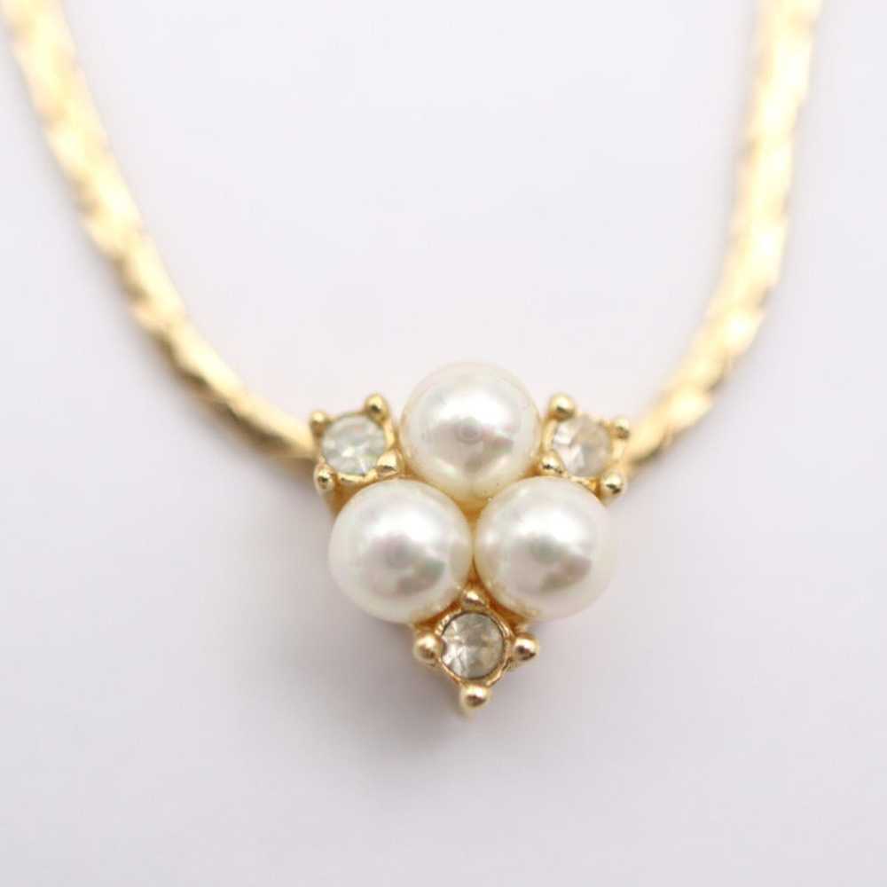 Dior CHRISTIAN DIOR necklace metal fake pearl rhi… - image 3