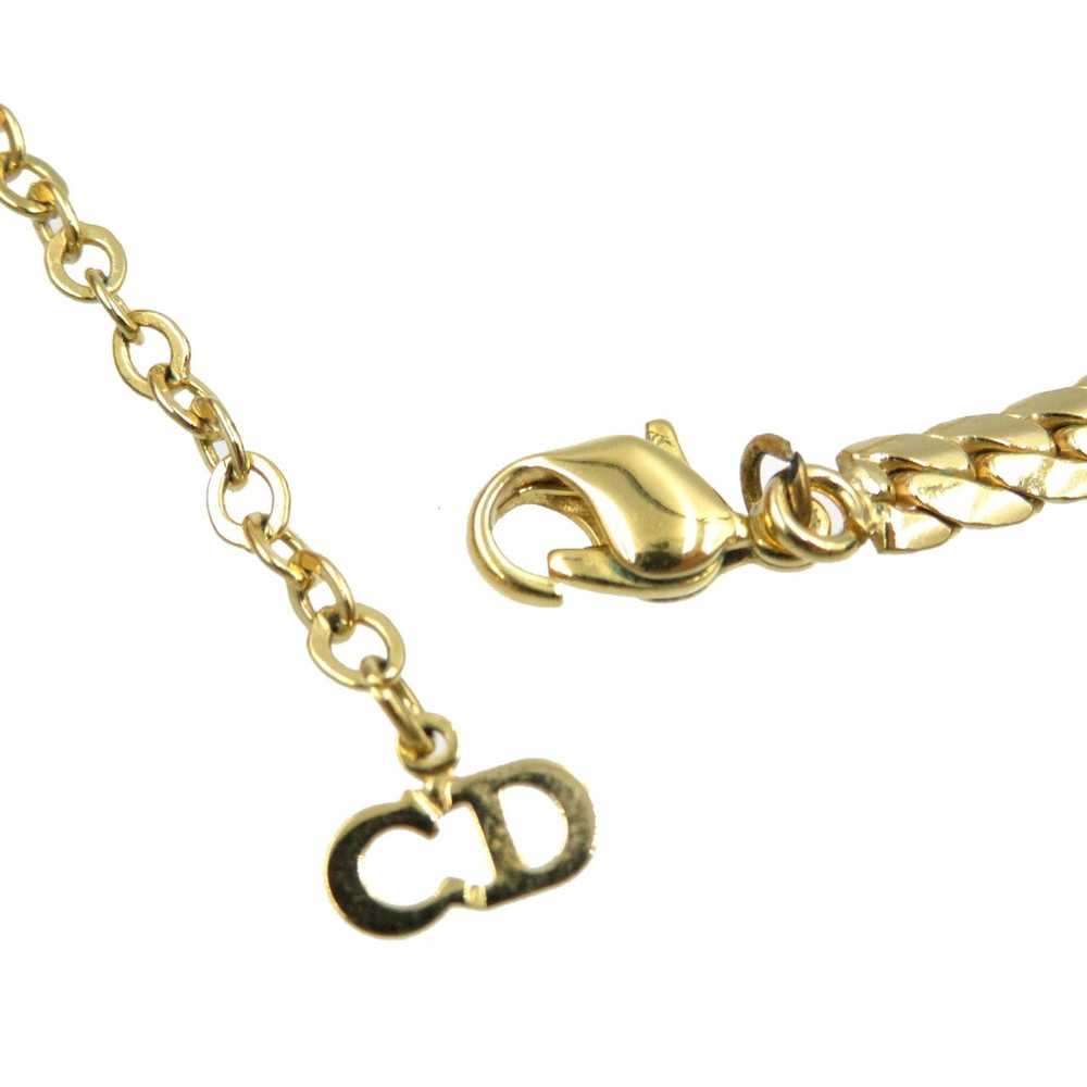 Dior CHRISTIAN DIOR Metal Rhinestone Gold Necklac… - image 5