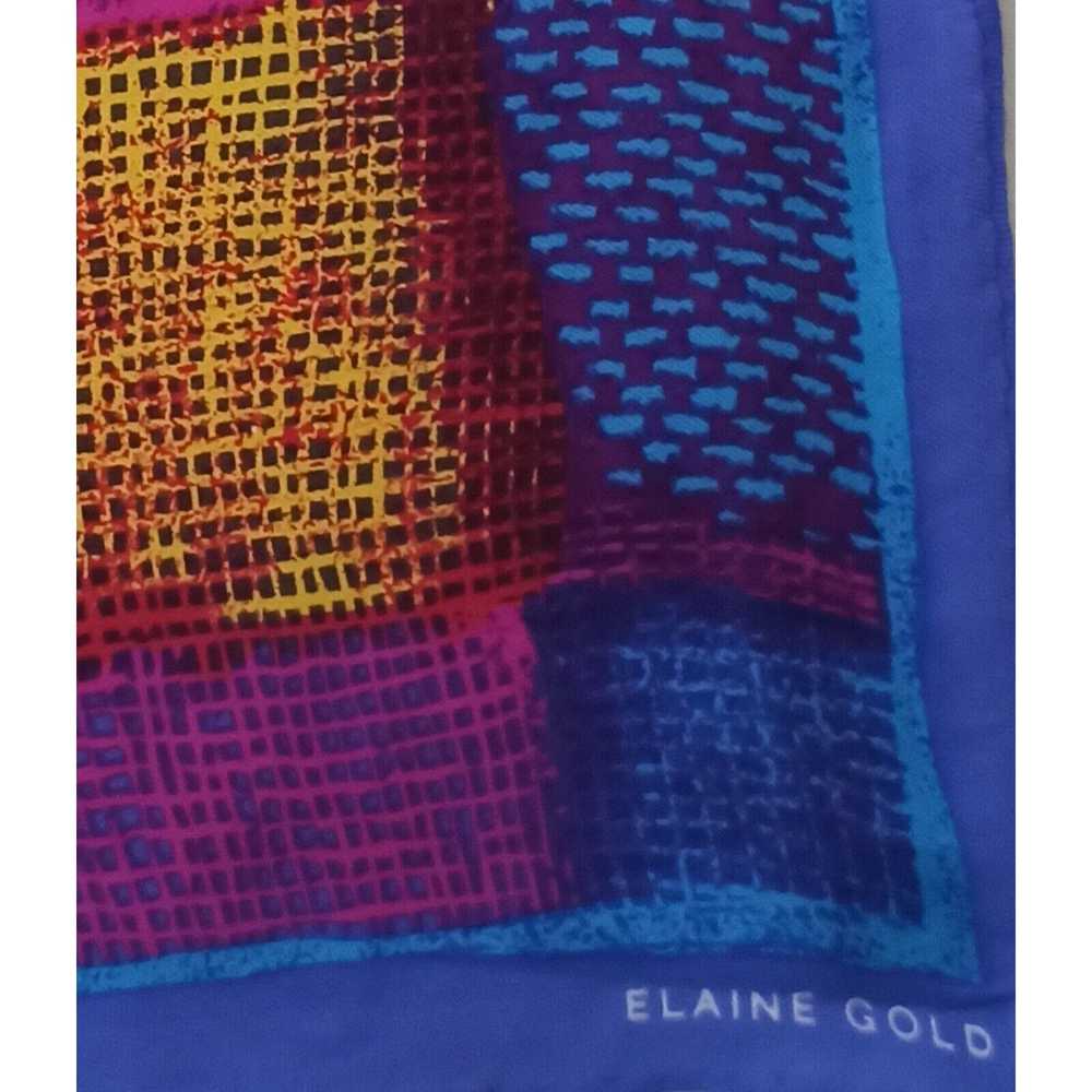 Designer ELAINE GOLD Art Silk Scarf 32"/ 31.5” EC - image 3