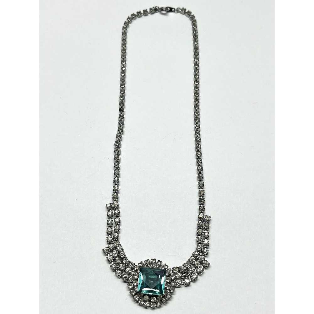 Vintage Vintage Blue Rhinestone Chain Necklace - image 4