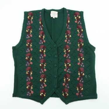 Vintage 1994 Susan Bristol Hand Embroidered Floral Vest Size high quality Medium