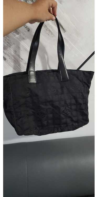 Chanel Mark Fabric Black Tote Bag Handbag