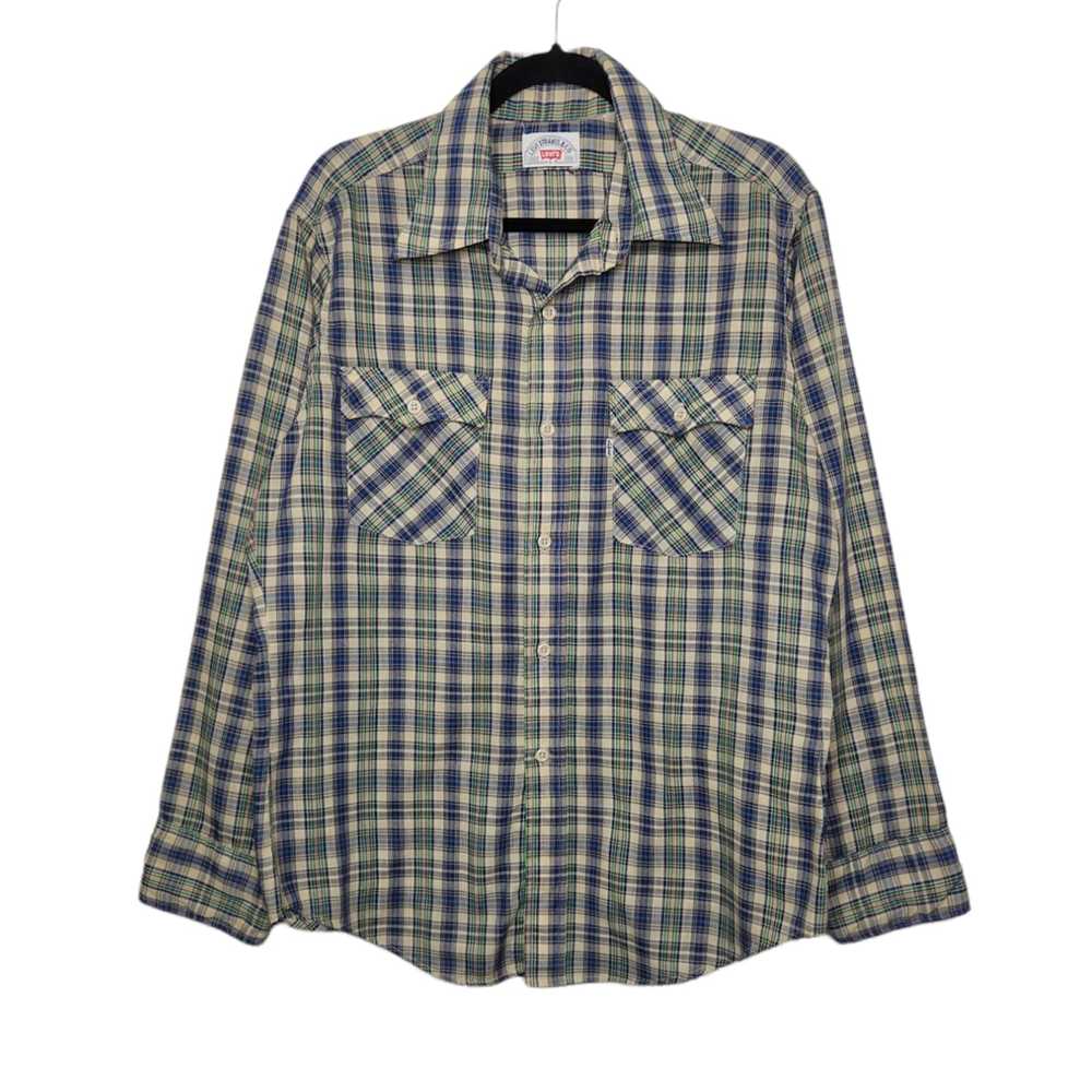 Levi's Vintage 70s Levis Tab Plaid Button Shirt G… - image 1