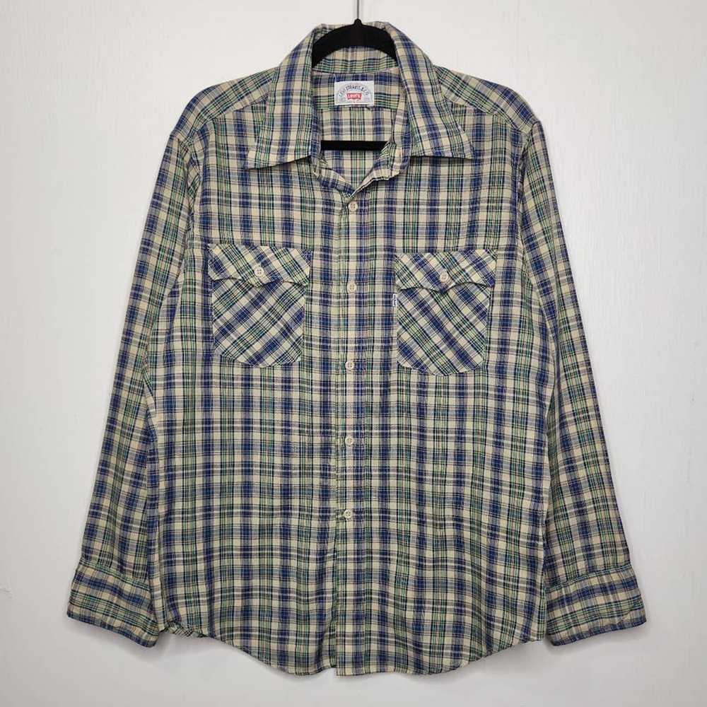 Levi's Vintage 70s Levis Tab Plaid Button Shirt G… - image 2