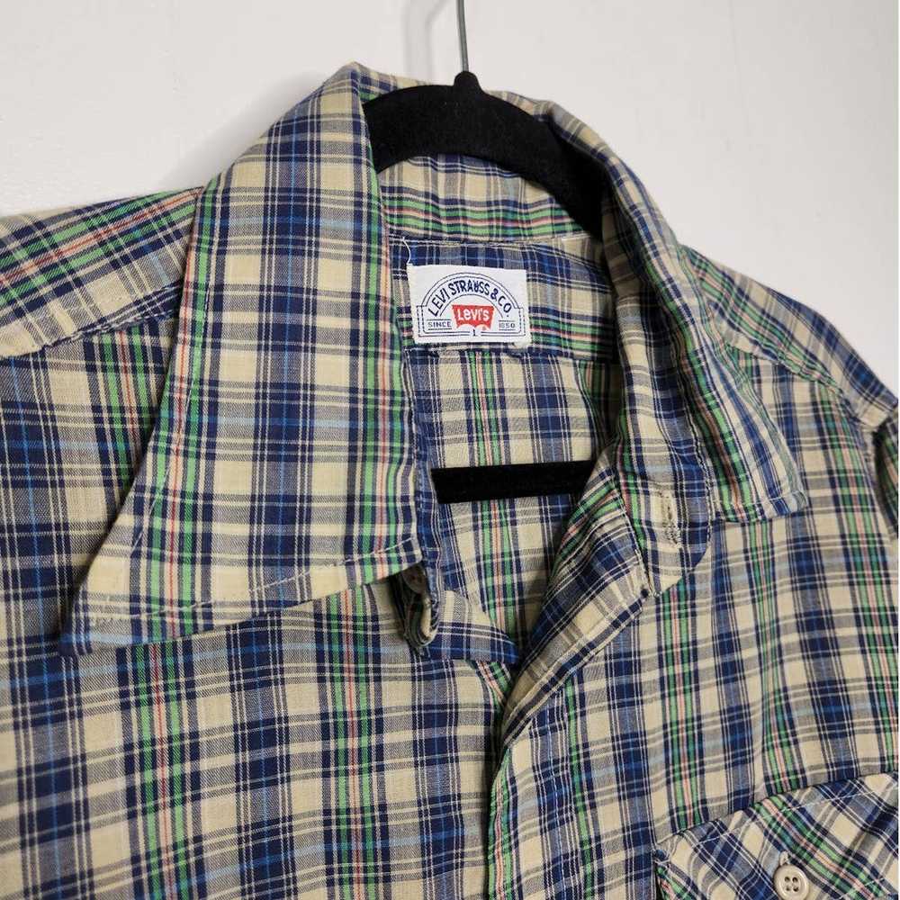 Levi's Vintage 70s Levis Tab Plaid Button Shirt G… - image 3