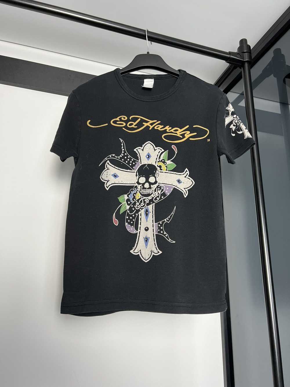 Ed Hardy Ed Hardy tattoo embellished t-shirt - image 1