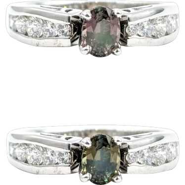 Natural Alexandrite & Diamond Ring White Gold