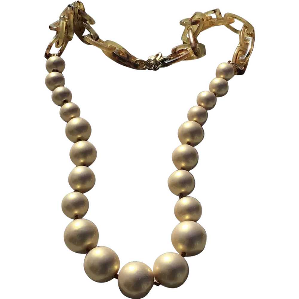 Carolee Gold Tone Faux Pearl Faux Tortise Shell N… - image 1