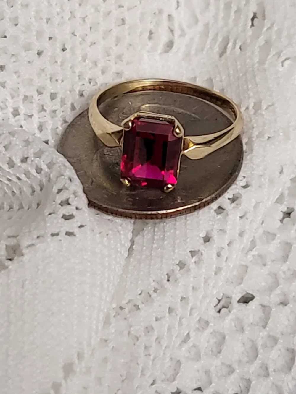 10K Gold Emerald Cut Ruby Ring 1.15CT Size 6.75 - image 11