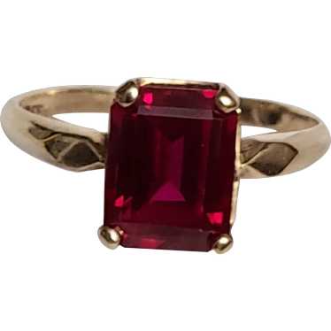 10K Gold Emerald Cut Ruby Ring 1.15CT Size 6.75 - image 1