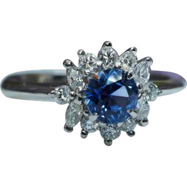 Vintage Sapphire Marquise Round Diamond Platinum … - image 1