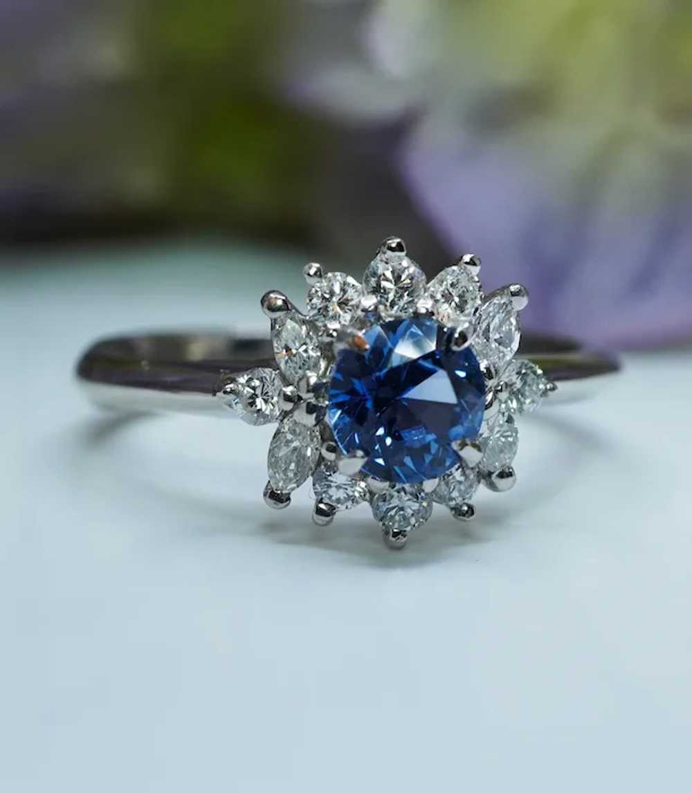 Vintage Sapphire Marquise Round Diamond Platinum … - image 4