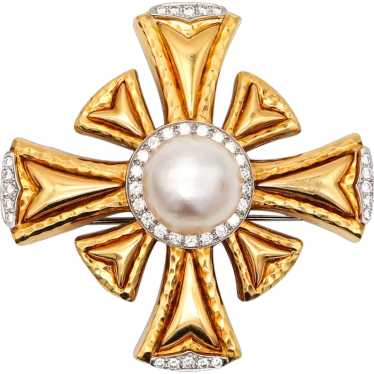 Andrew Clunn Pendant Brooch In 18Kt Gold And Plat… - image 1