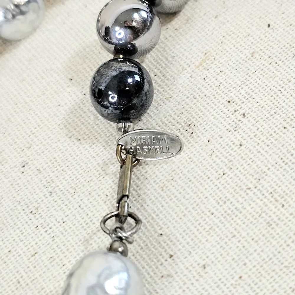 Vintage Long MIRIAM HASKELL Faux Pearl & Hematite… - image 5