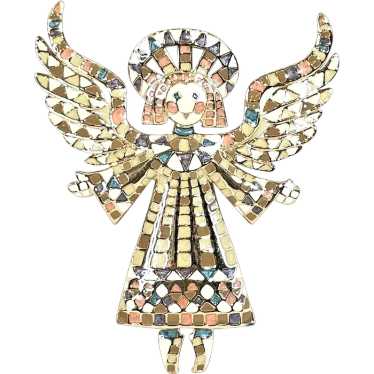 Vintage BOB MACKIE Mosaic Enamel Angel Pin