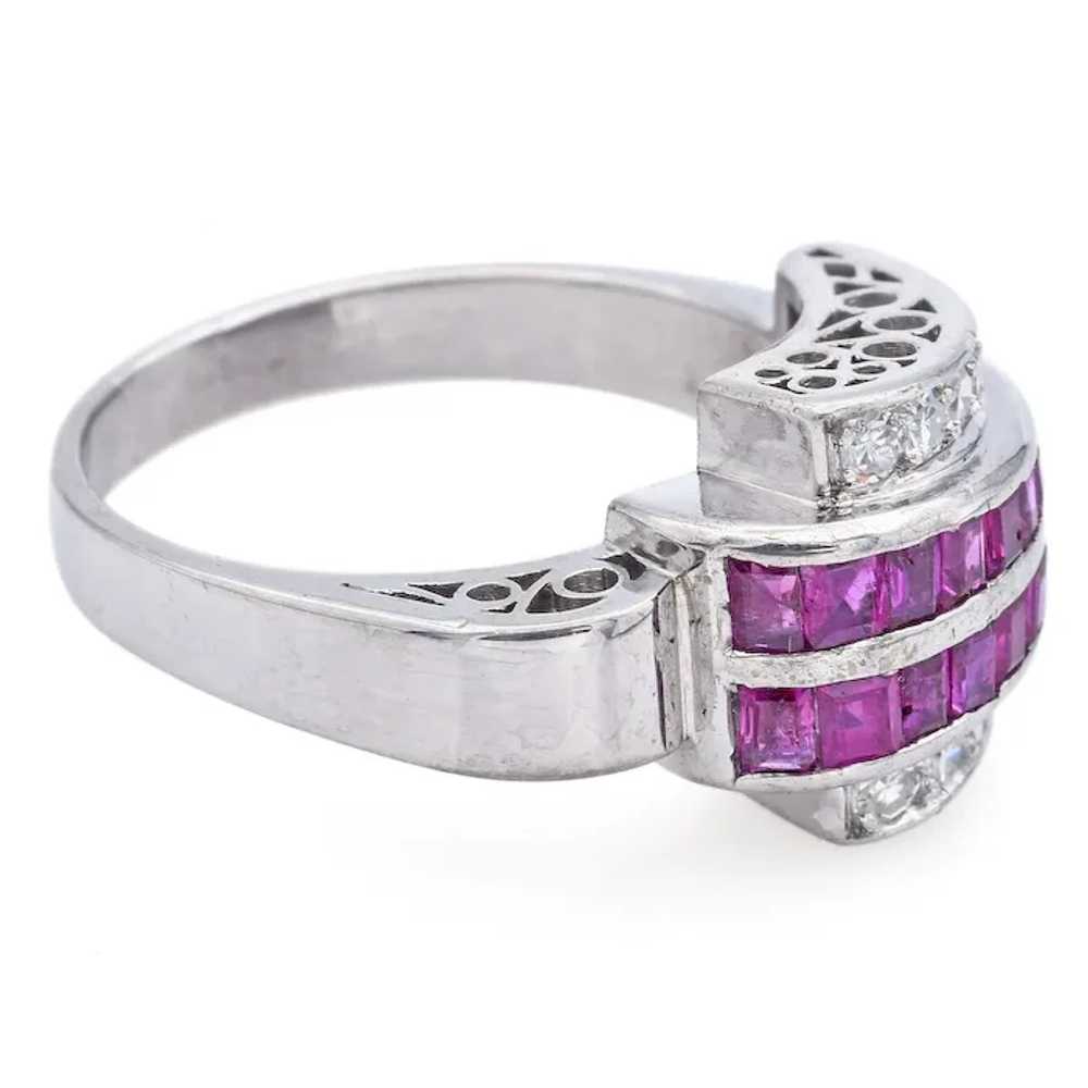 Estate 12K White Gold Ruby & 0.48 TCW Diamond Ban… - image 5