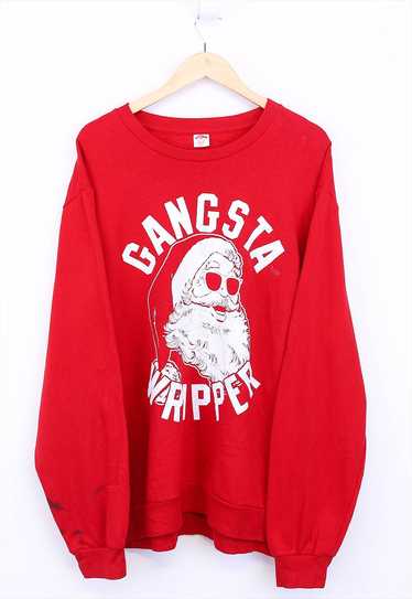 Vintage Gangsta Wrapper Christmas Sweatshirt Red … - image 1