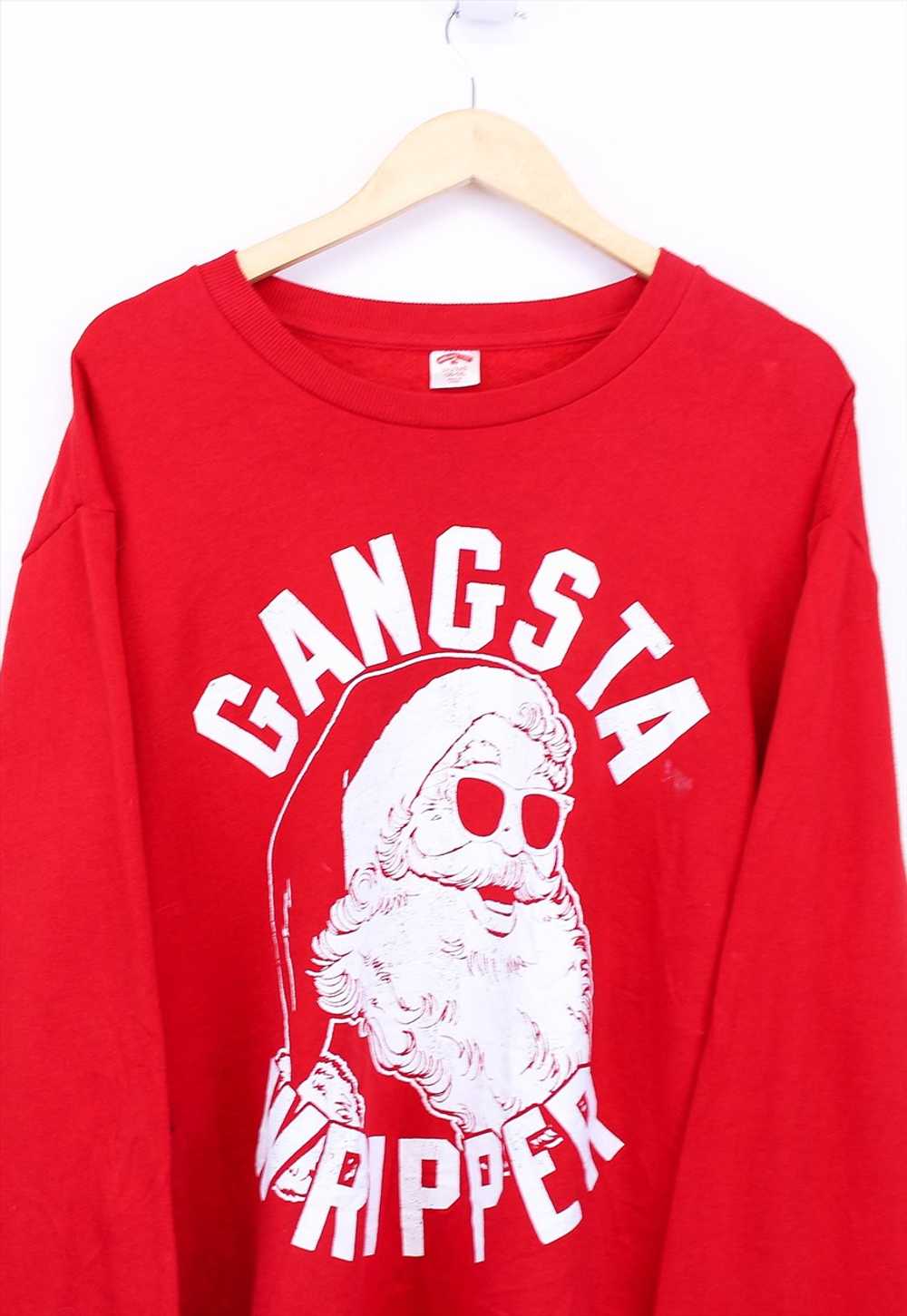 Vintage Gangsta Wrapper Christmas Sweatshirt Red … - image 2