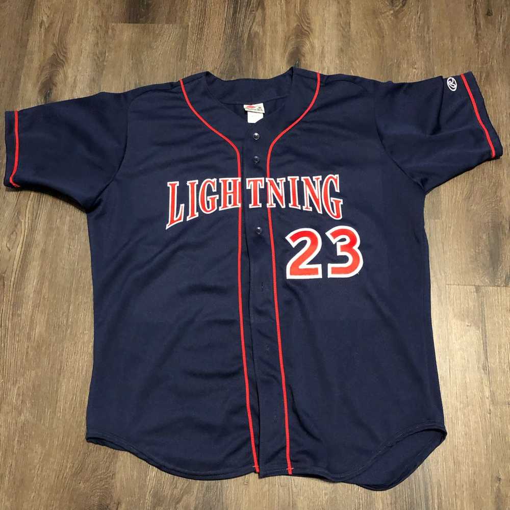 Lightning 23 Rawlings Mens Jersey Shirt Blue Red … - image 1