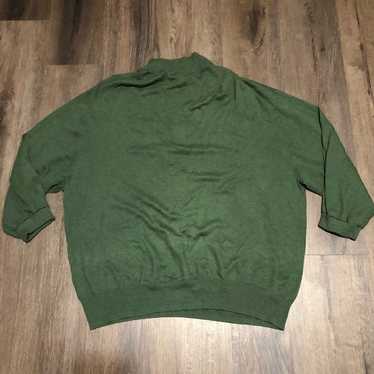 Orvis Mens Pullover Sweater Green Heathered Mock … - image 1