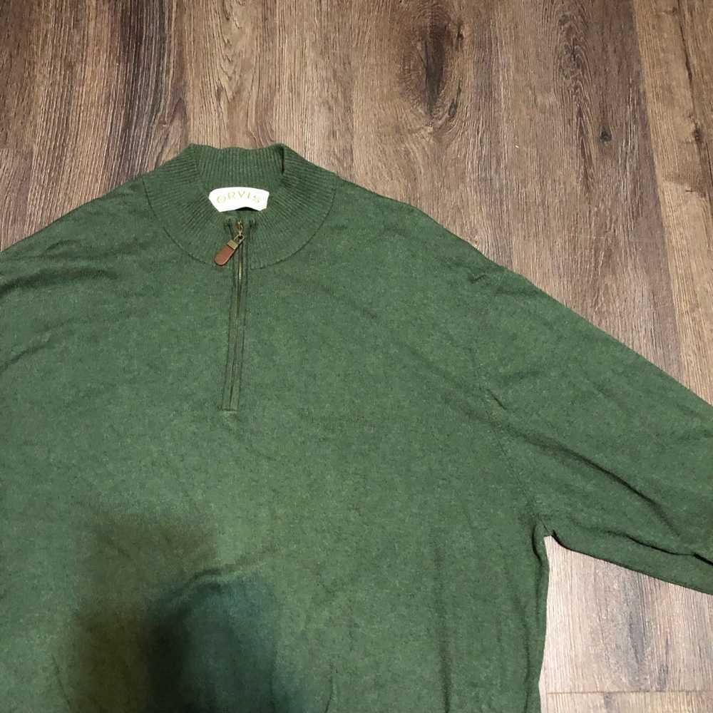 Orvis Mens Pullover Sweater Green Heathered Mock … - image 2