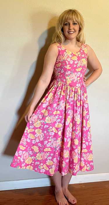 Vintage 1980's "Laura Ashley" Pink & Yellow Floral