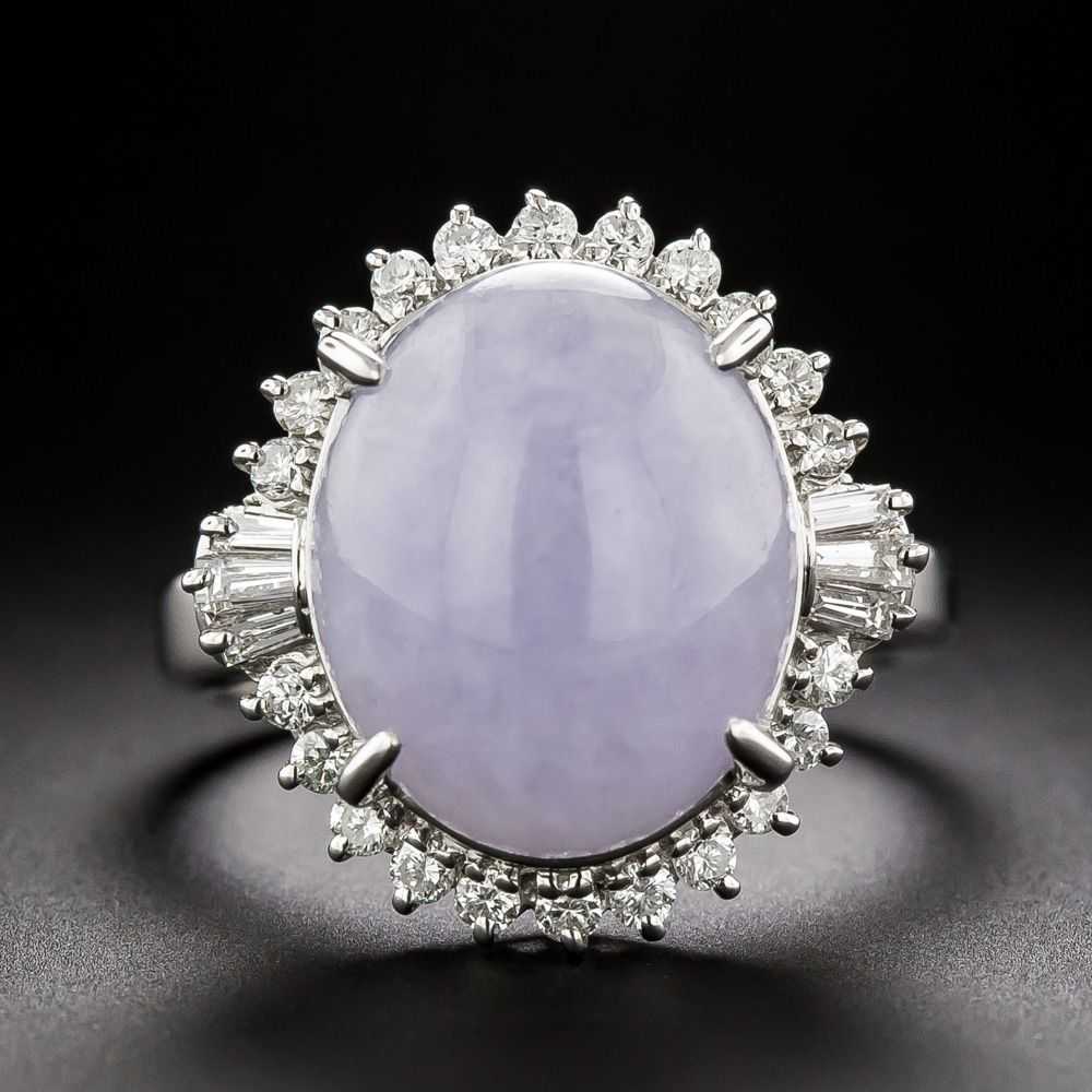 8.83 Carat Oval Lavender Jade and Diamond Halo Ri… - image 1