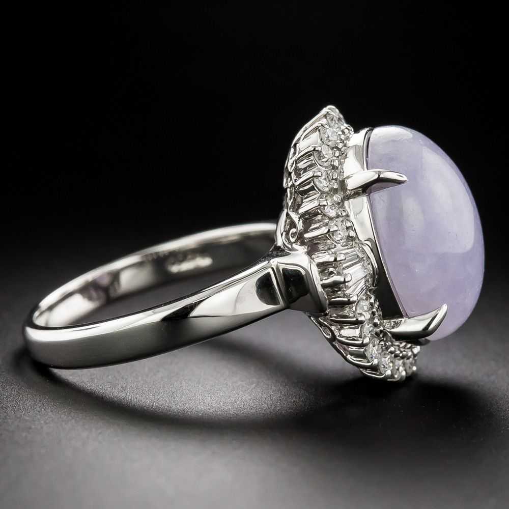 8.83 Carat Oval Lavender Jade and Diamond Halo Ri… - image 2