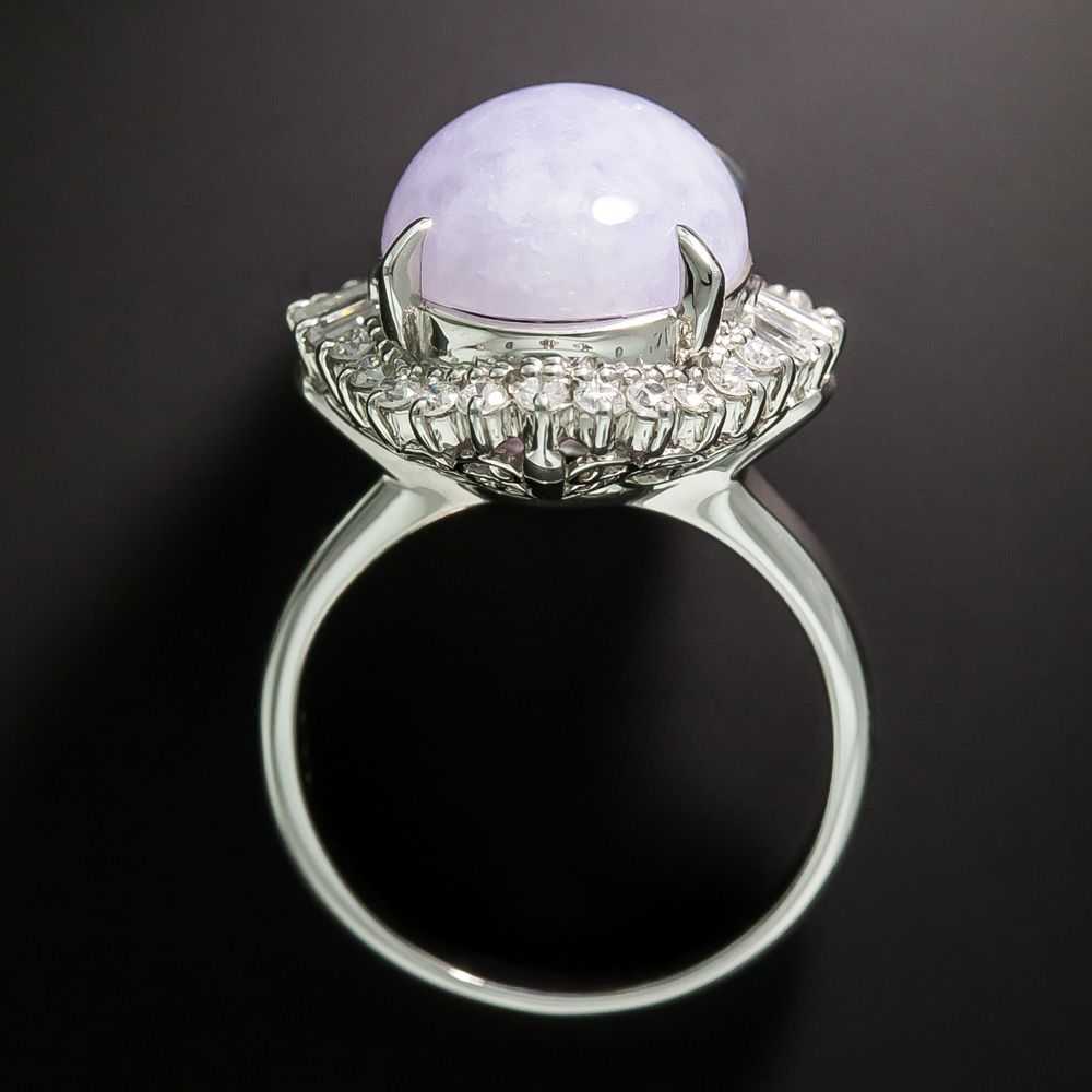 8.83 Carat Oval Lavender Jade and Diamond Halo Ri… - image 3