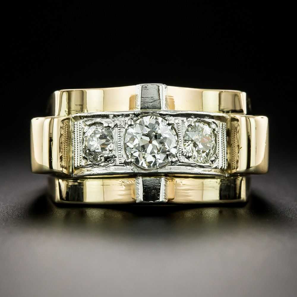Bold Retro Three-Stone Diamond Ring - image 1